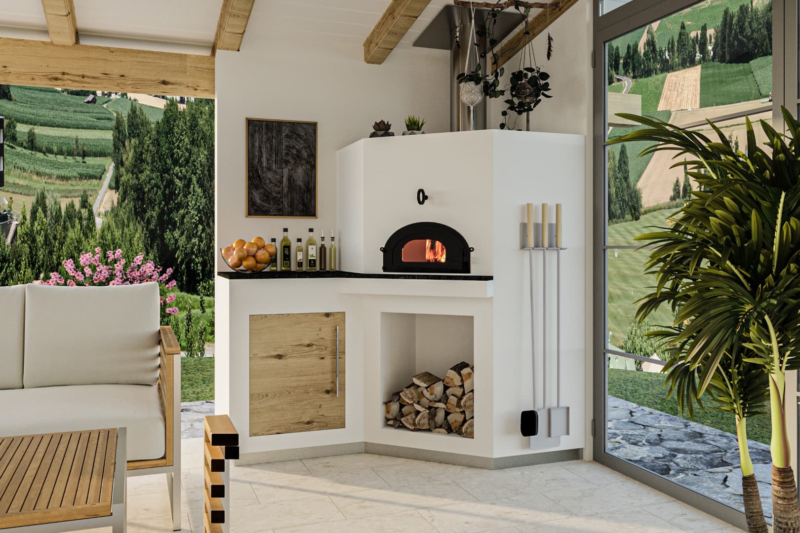 Kachelofen mit integriertem Pizzaofen aus der Steiermark