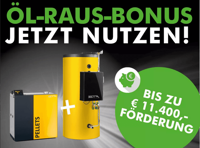 Öl-Raus-Bonus - Biomasse-Heizung vom Installateur aus dem Bezirk Freistadt