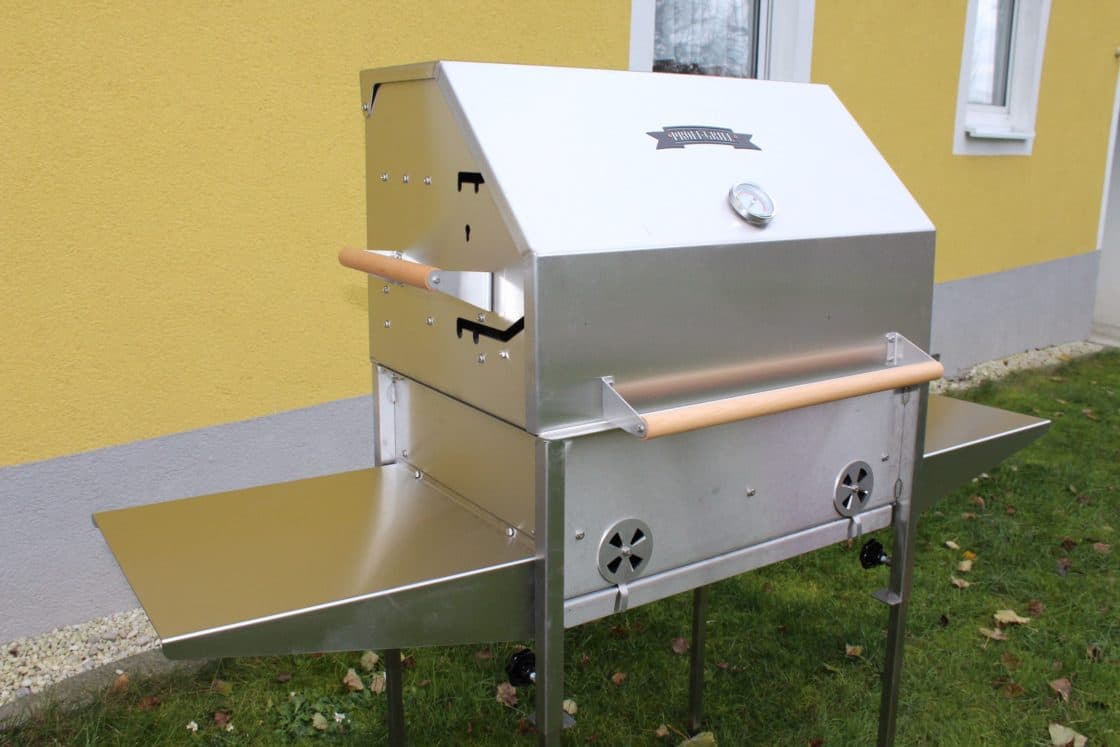Edelstahl Griller mit integrierter Feuerschale