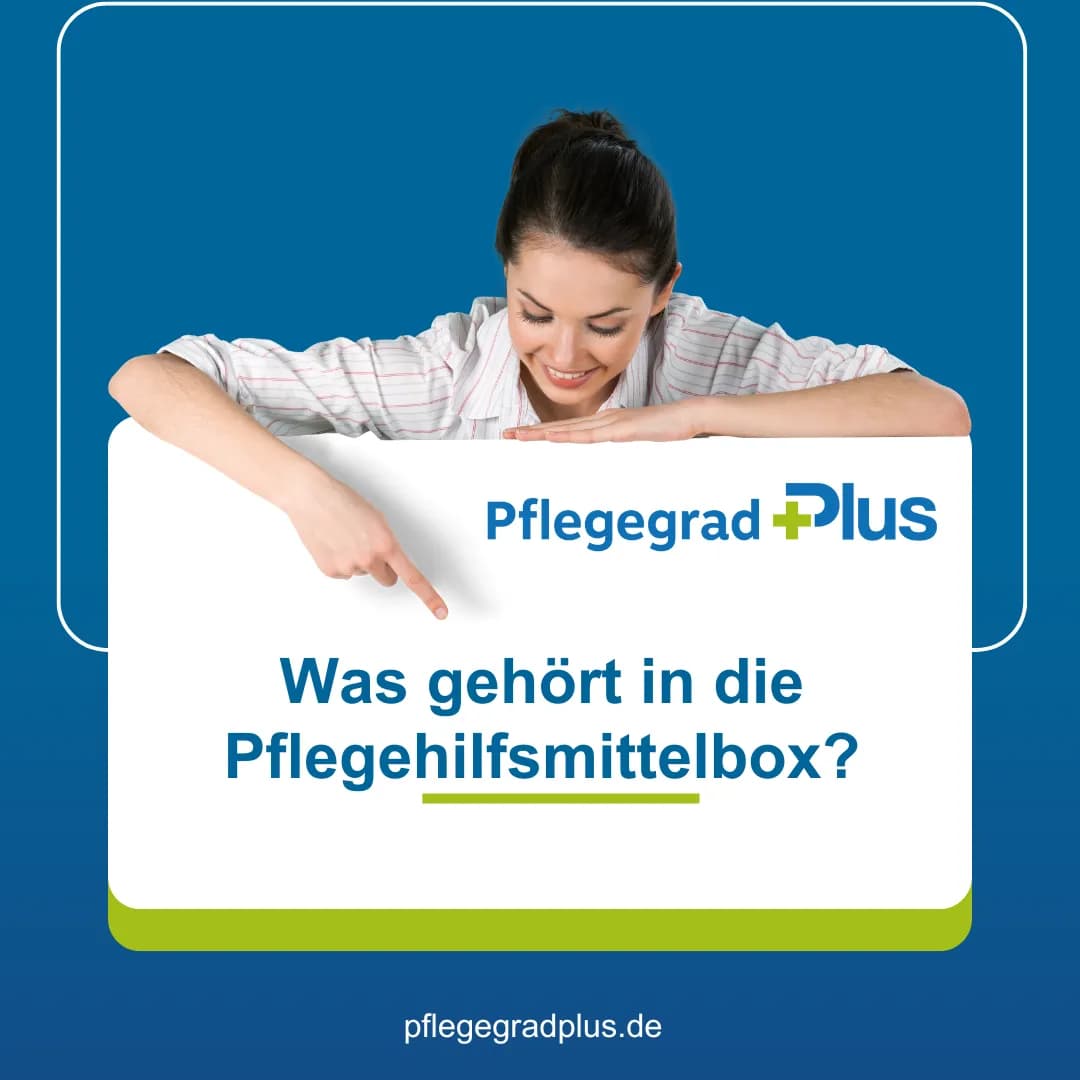Inhalt einer Pflegehilfsmittelbox: Einmalhandschuhe, Masken, Desinfektion und Bettschutzeinlagen – individuell zusammenstellbar ab Pflegegrad 1