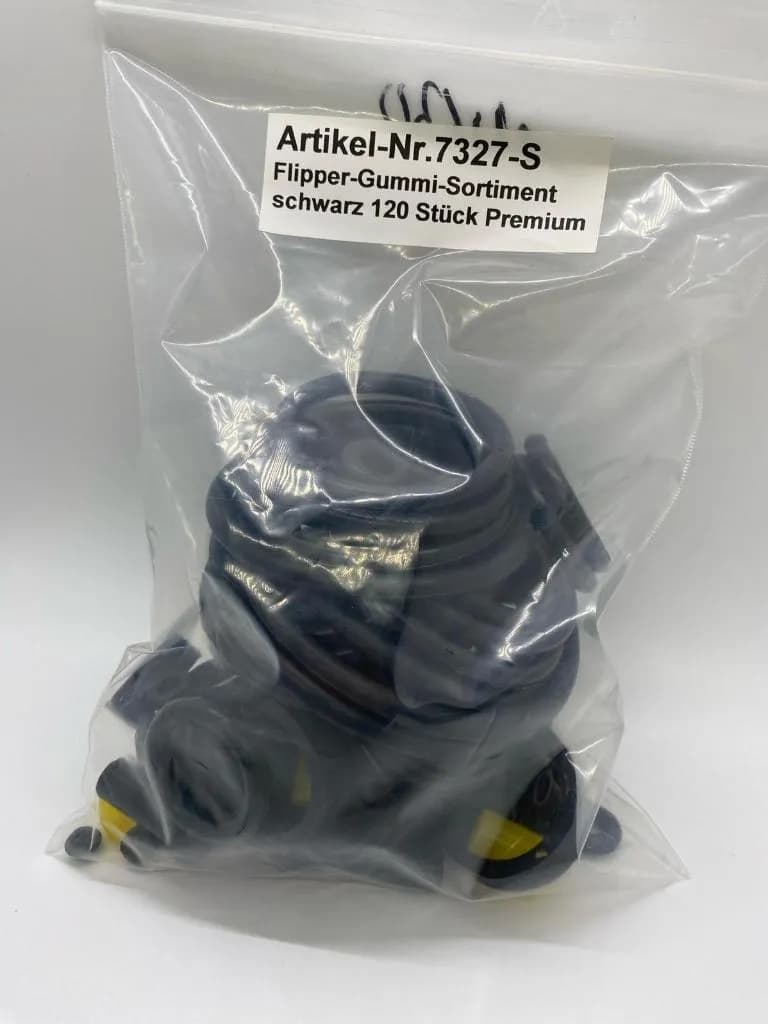 Art. E.7327-S   Flipper-Gummi-Sortiment schwarz 120 Stück Premium