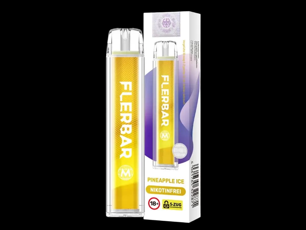 Flerbar - M Einweg E-Zigarette  - Apple Ice (Packung: 1er Packung / Stärke: 0 mg/ml / Geschmack: Pineapple Ice) (4475,00 EUR / liter)