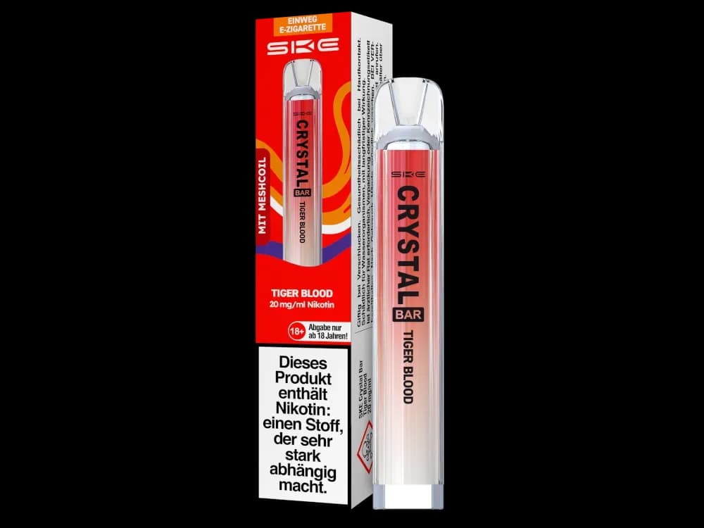 SKE - Crystal Bar Einweg E-Zigarette (Packung: 1er Packung / Stärke: 20 mg/ml / Geschmack: Tiger Blood) (4475,00 EUR / liter)