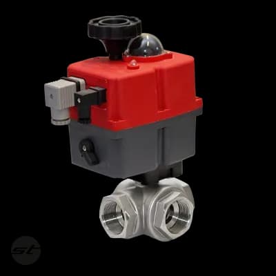 3-Wege-Kugelhahn ATEX,   L  , mit E-Antrieb 230V AC
