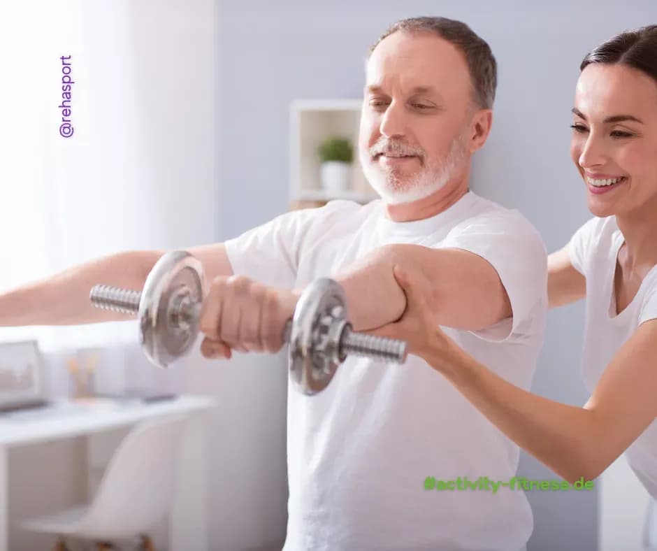 älterer herr beim rehasport