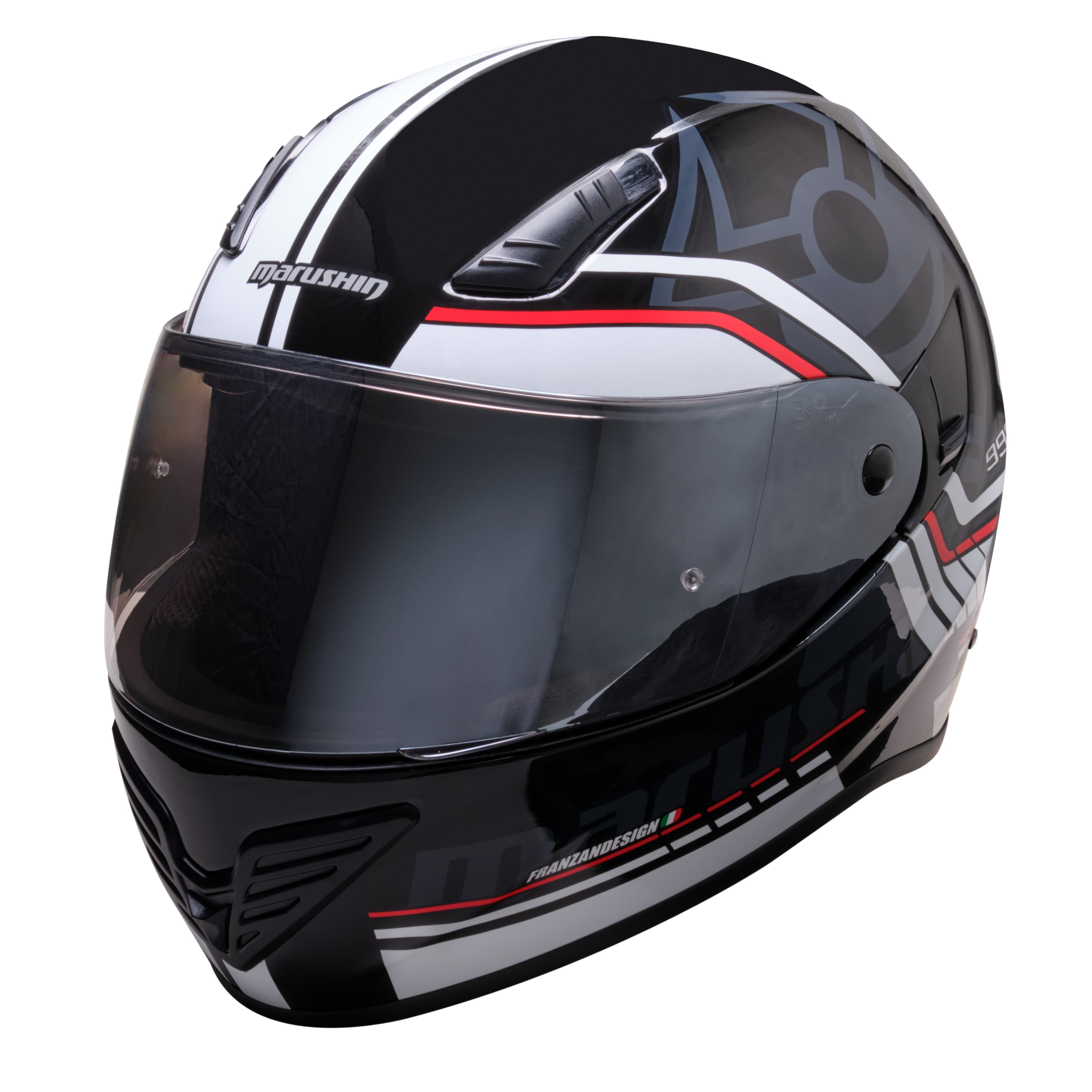 Marushin FullFace 999 RS Comfort, Laser white / red S