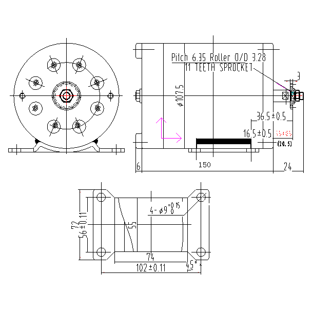 36V Motor 1000Watt mit Ritzel
