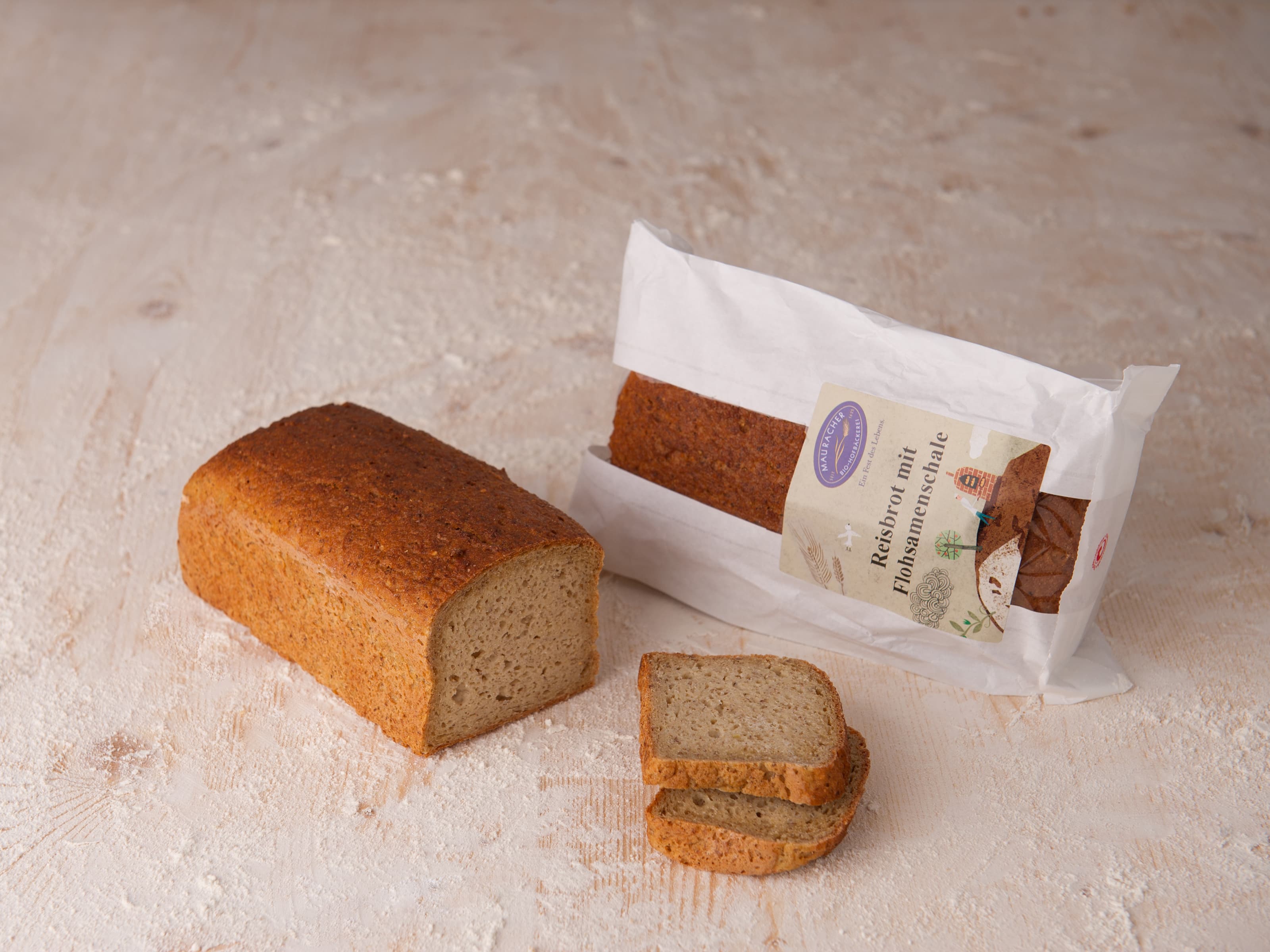 Reisbrot mit Flohsamenschalen glutenfrei 600g