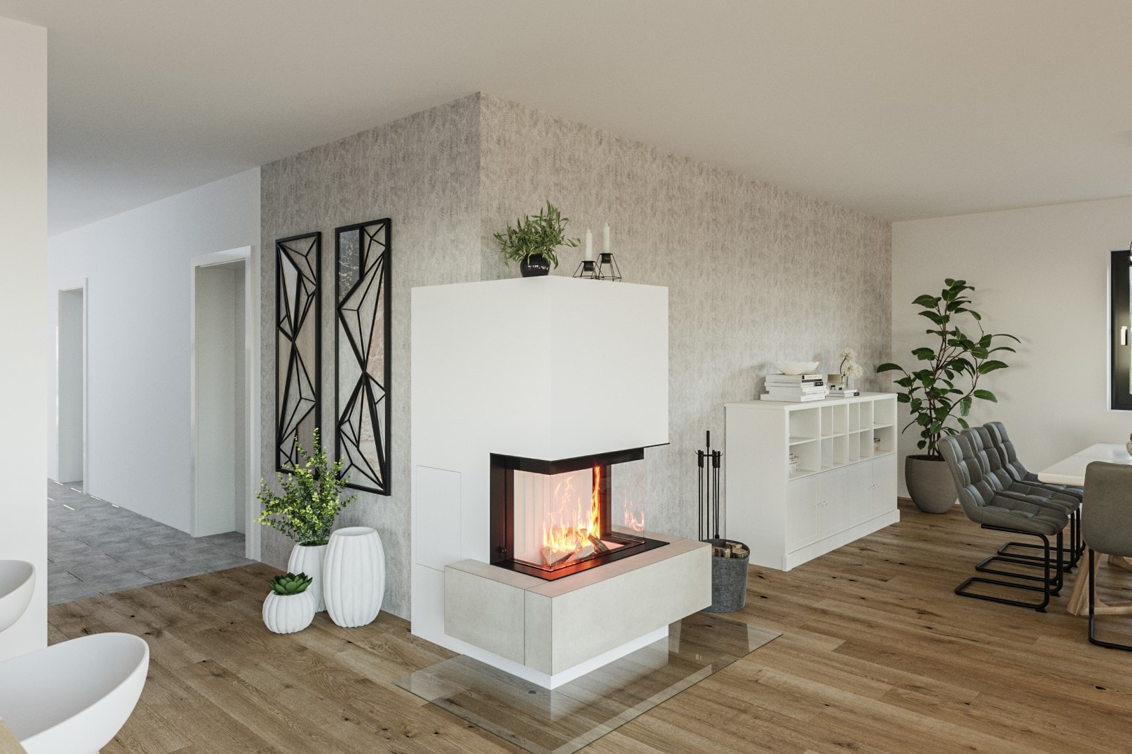 Moderne Kachelöfen mit großen Sichtfenstern