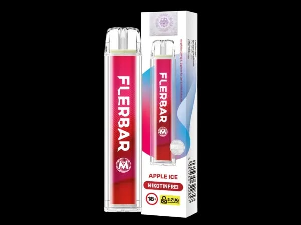 Flerbar - M Einweg E-Zigarette  - Apple Ice (Packung: 1er Packung / Stärke: 0 mg/ml / Geschmack: Strawberry Ice) (4475,00 EUR / liter)