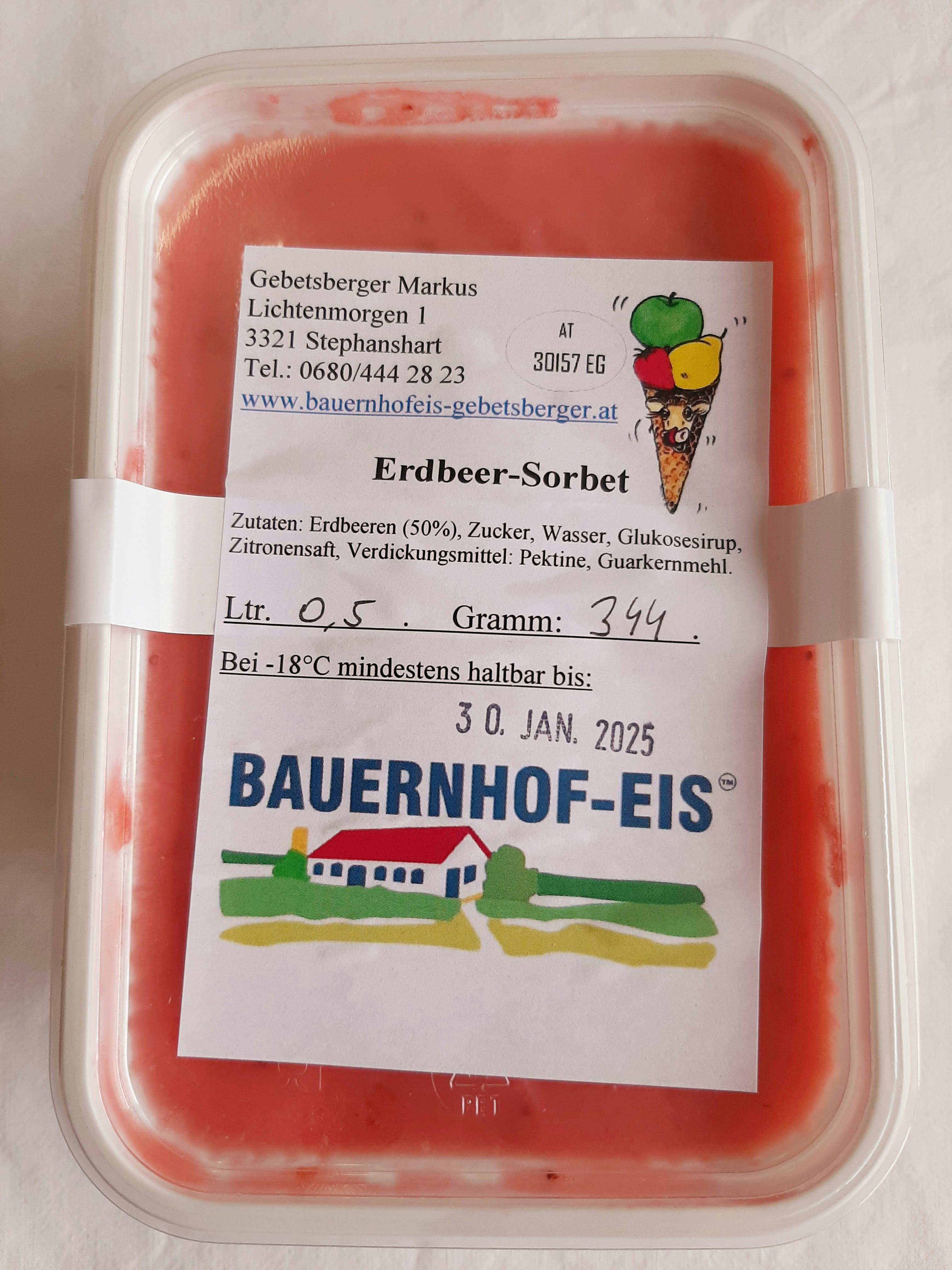 Bauernhofeis - Erdbeersorbet