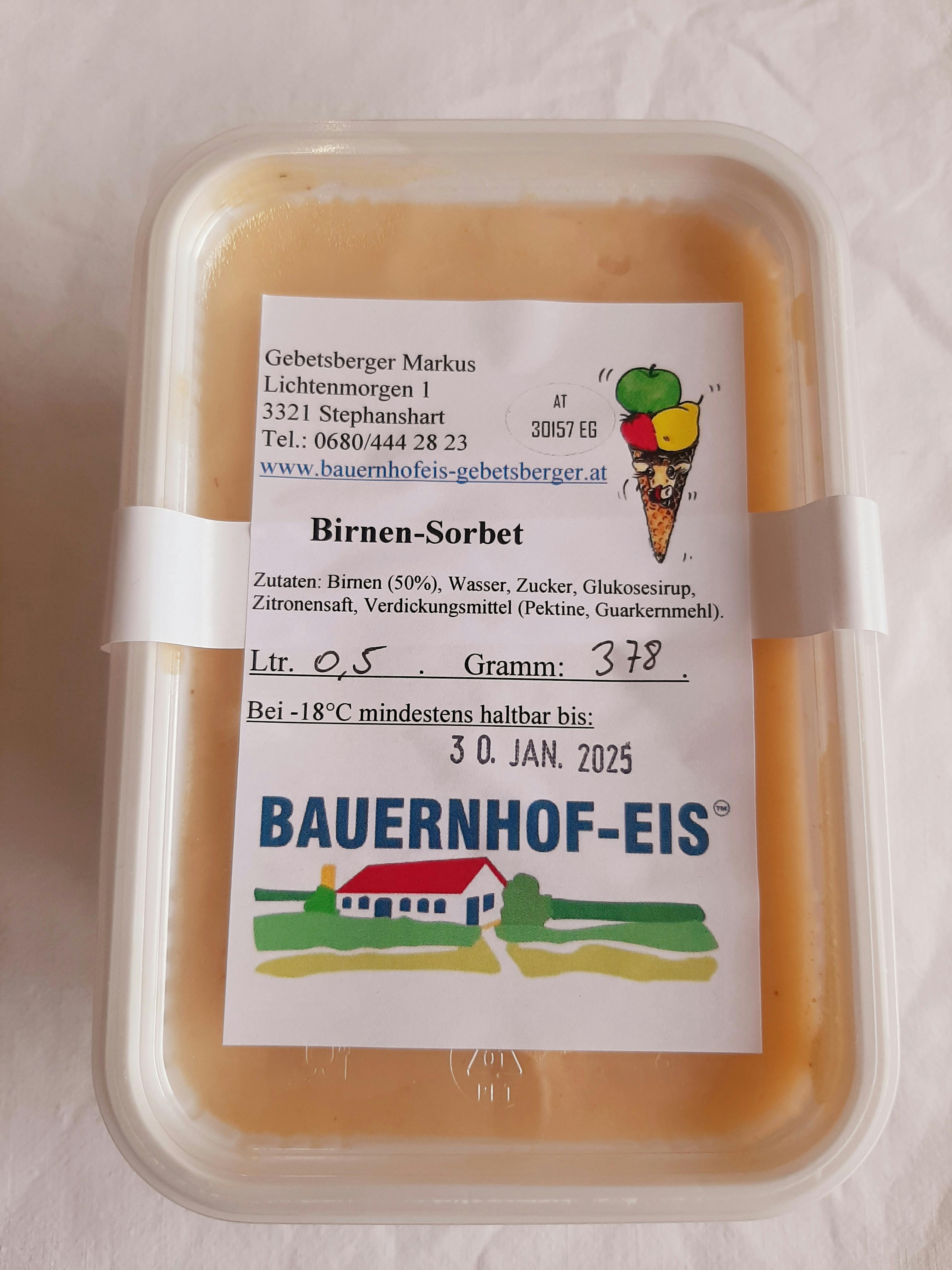 Bauernhofeis - Birnensorbet